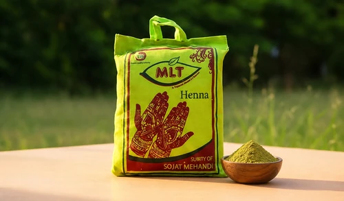MLT Henna powder bag with bowl of henna powder